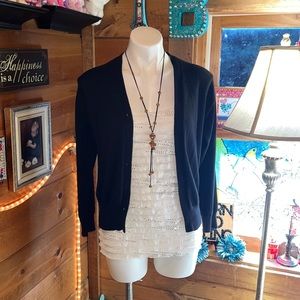 JOSEPHINE CHAUS Black sweater PETITE needs buttons LONG SLEEVE CARDIGAN